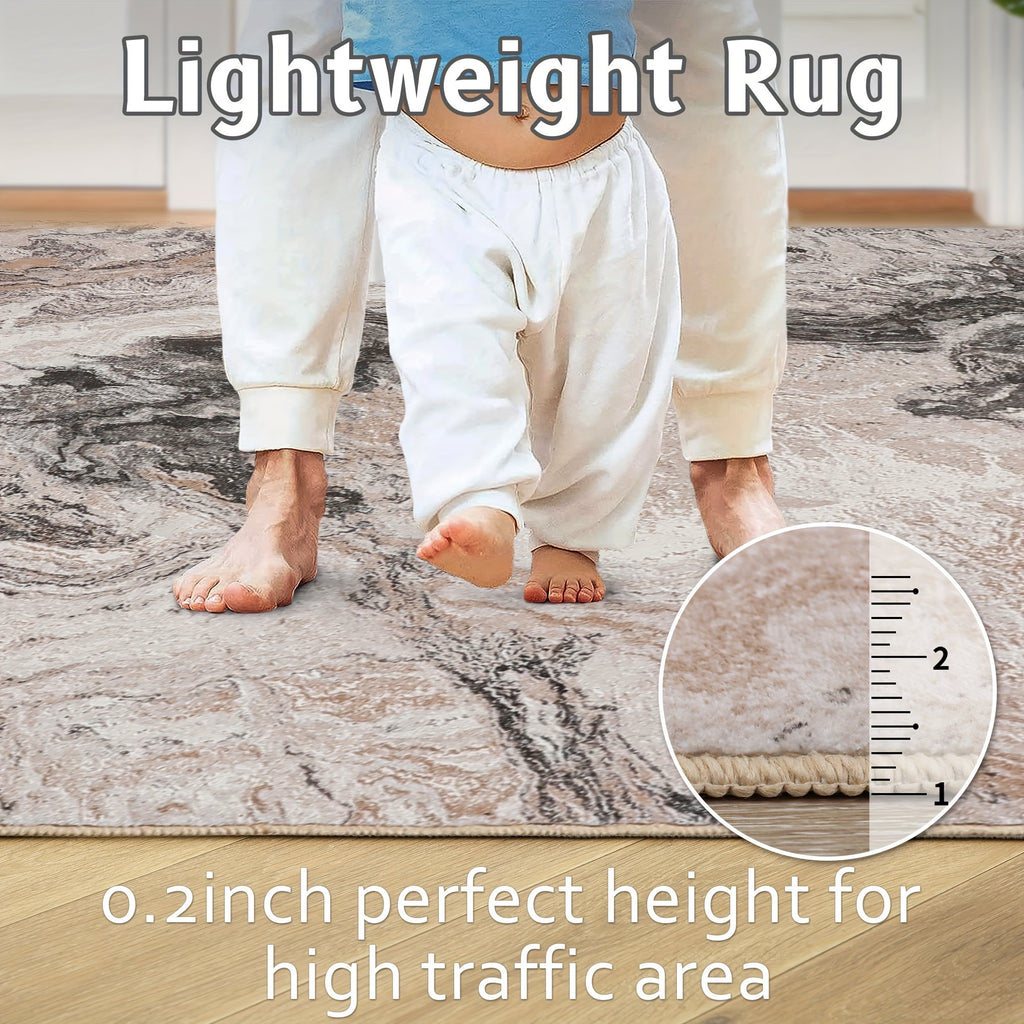 Area Rugs for Bedroom Abstract Machine Washable Vintage Rugs Distressed Modern Print Throw Rug for Living Room Aesthetic, Non Slip Carpet with Gripper