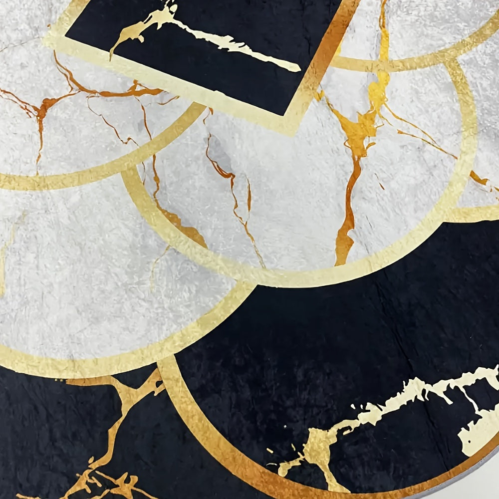 1pc, Unique Irregular ShapedSoft Rugs White Golden Marble Abstract Modern Rug For Livingroom Bedroom Diningroom Washable Office Kitchen Carpet