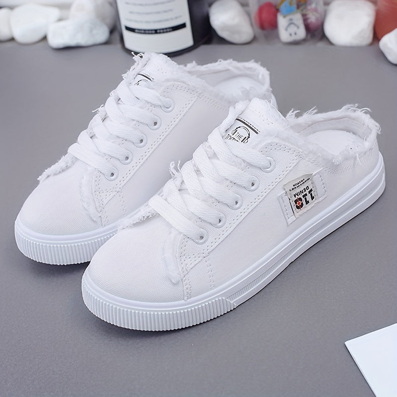 [Lightweight Sports Shoes] Lightweight Breathable Women's Flat Sports Shoes | Casual Running Walking Sneakers, Solid Color
