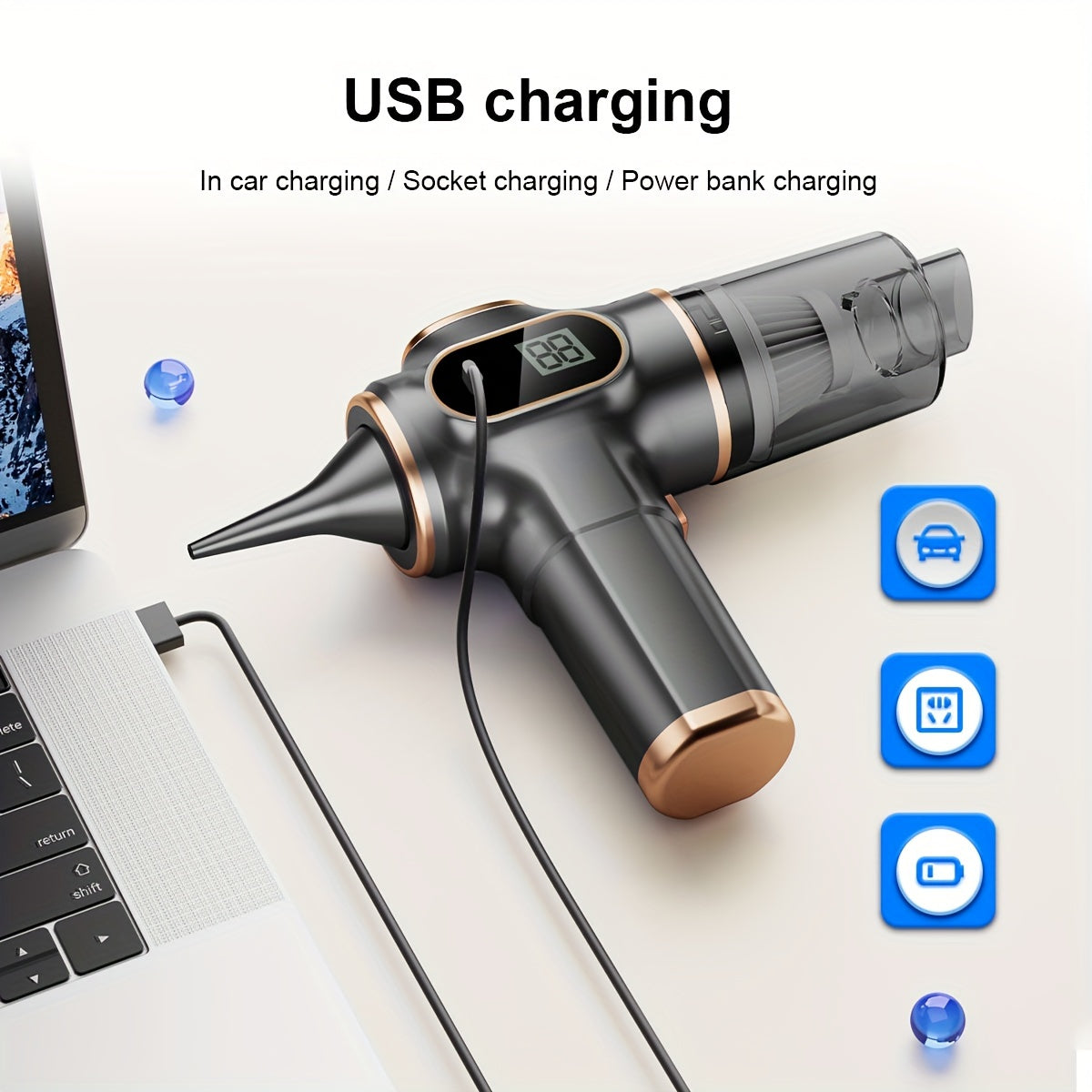4000mAh High-Power Portable Vacuum Cleaner -USB Rechargeable,