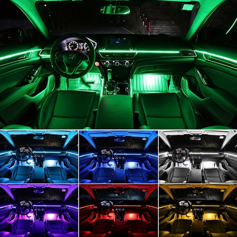 1pc 400 Inch 9-in-1 RGB LED Car Interior Strip Lights