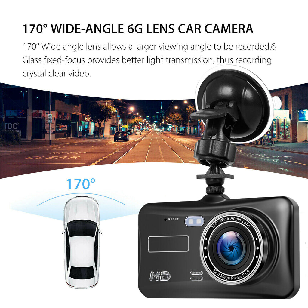 HD 1080P Night Vision Dash Cam - CAR DVR Car Video Recorder - Front And 720P Rear Camera Vehicle Black Box Driver Recorder