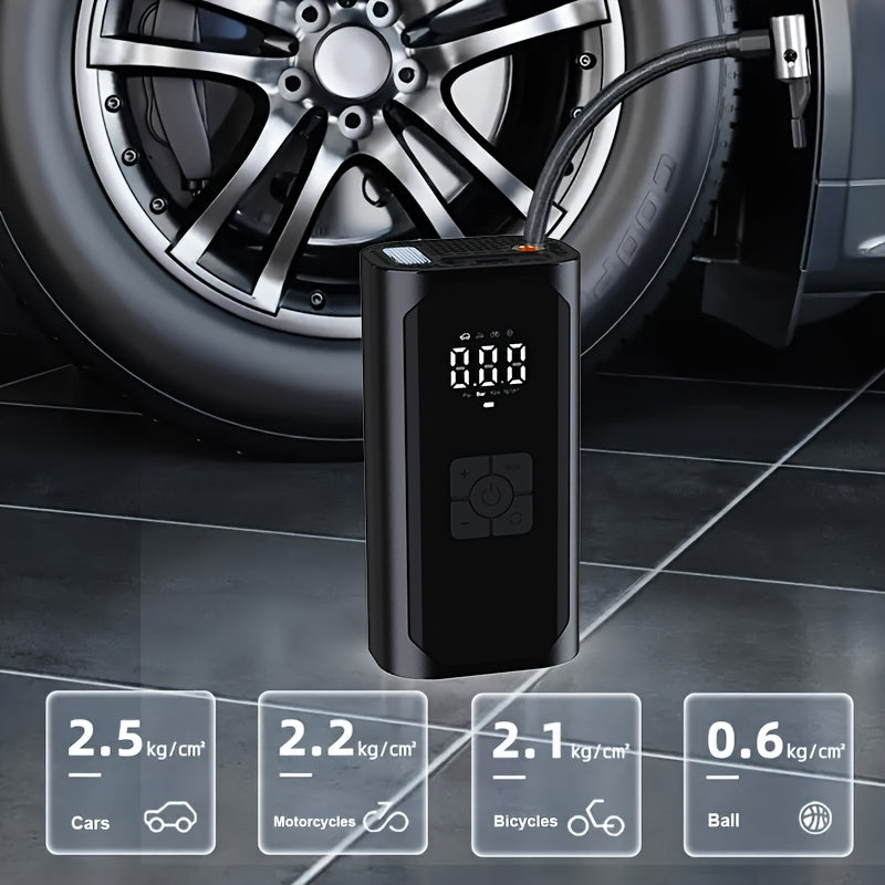High-Power Portable Car Tire Inflator With Auto-Stop & LED Light - Fast, Convenient, Compact Automotive Air Compressor For Quick Inflation On The Go