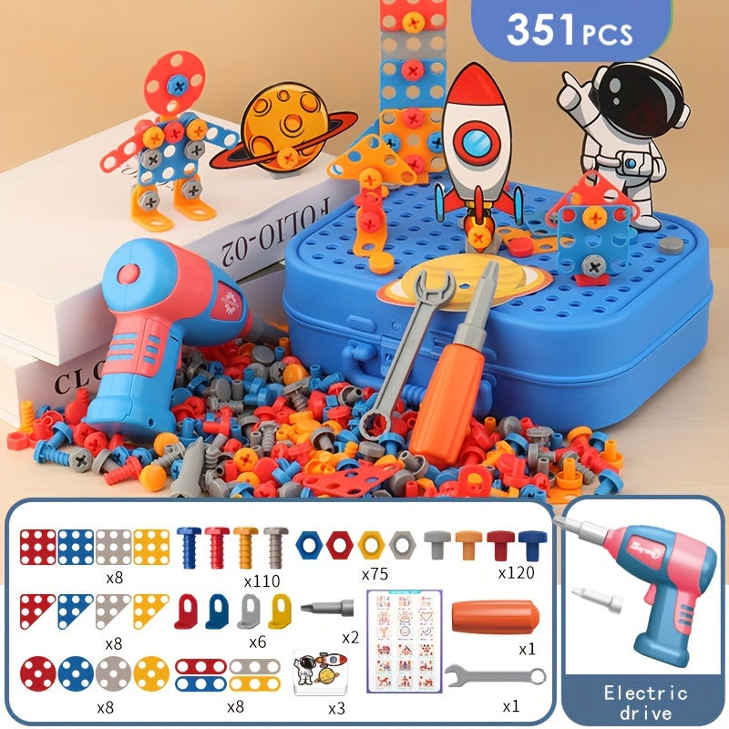 351 pcs Twist Screws To Assemble Toys, Boys Exercise Their Puzzle-solving Skills By Disassembling Electric Drill