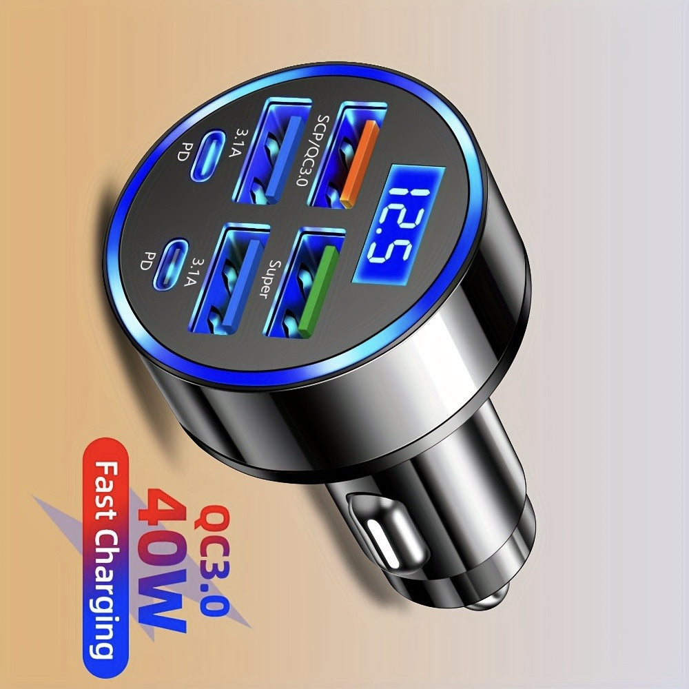 1 Pac 2025 Military-Grade] 10X HYPER-SPEED Car Charger, The Ultimate 6-in-1 Charging Station Hub