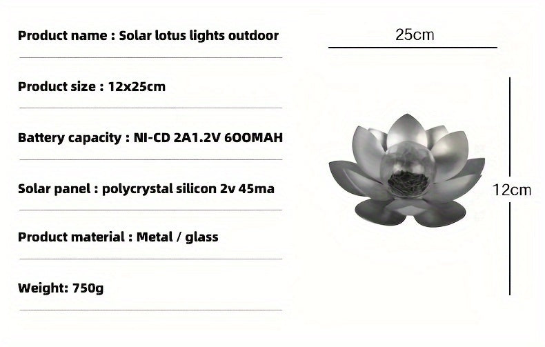 1pc Solar Lotus Flower Table Light with Glass Crack Ball - Waterproof LED Garden Decor Lamp for Ground Yard Patio Walkway Landscape - Perfect Holiday and Gardening Gift for Men and Women