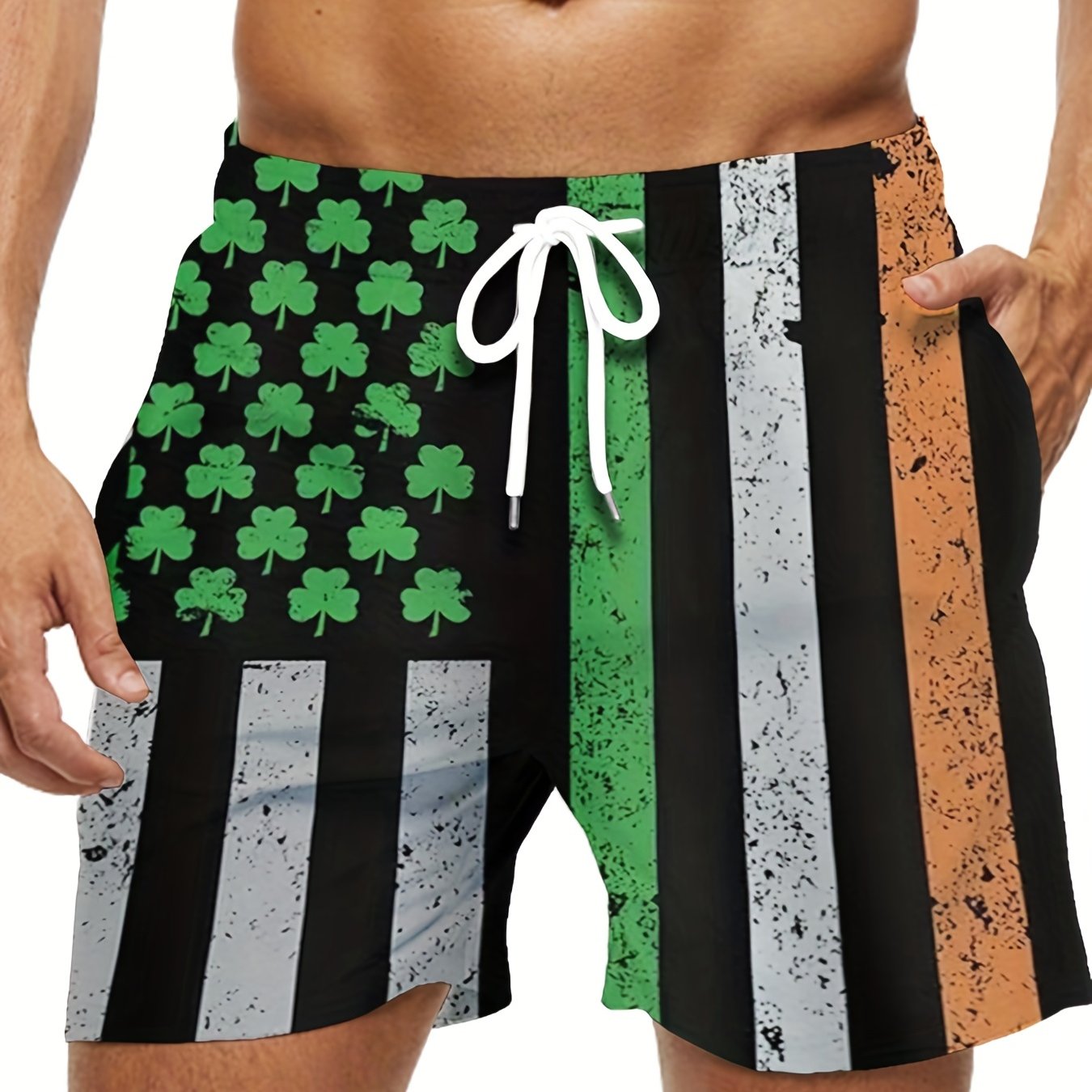 Men's Plus Size "American Flag" Graphic Shorts Beach Pants Holiday Shorts, Elastic Drawstring Sports Short Pants