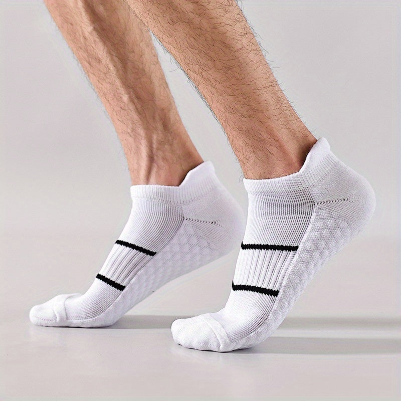 5 Pairs of Thin Mesh Men's Professional Sports Socks, Breathable Sweat-absorbing Anti-odor with Ear Lifting Heel Guard