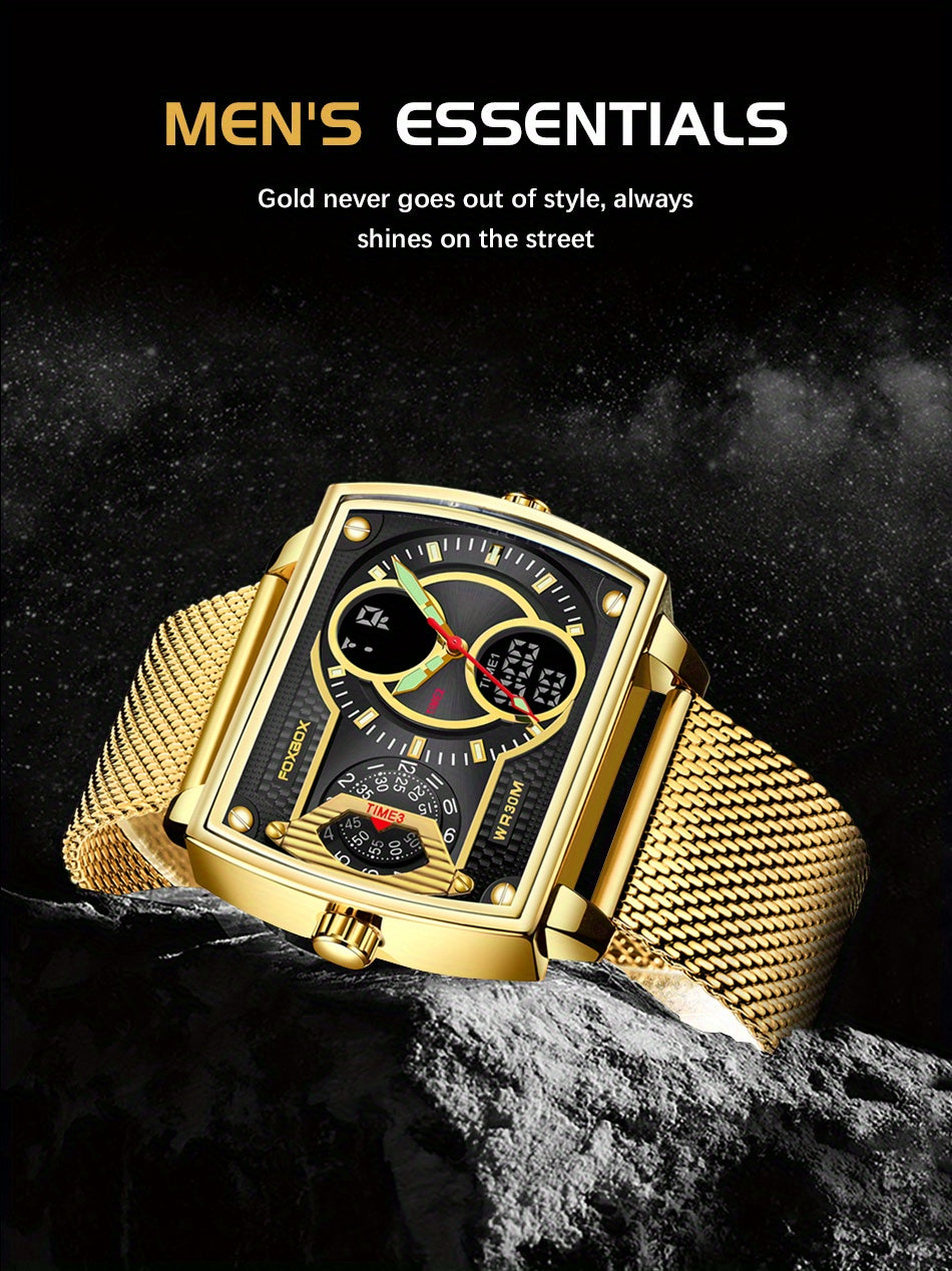 LIGE Men Watch FOXBOX Fashion Square Watch Sports Double Display Watch, Ideal Choice For Gifts