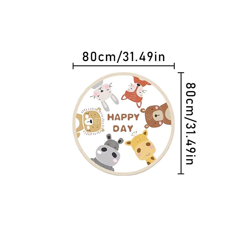 Plush Cartoon Animal Round Mat - Ultra-Soft, 10mm Thick, 1000g/sqm, Non-Slip & Machine Washable - Perfect for Youngsters' Bedroom, Living Room, Play Area - Featuring Cute Lion, Bear, Rabbit, Giraffe Designs, Rugs for Living R