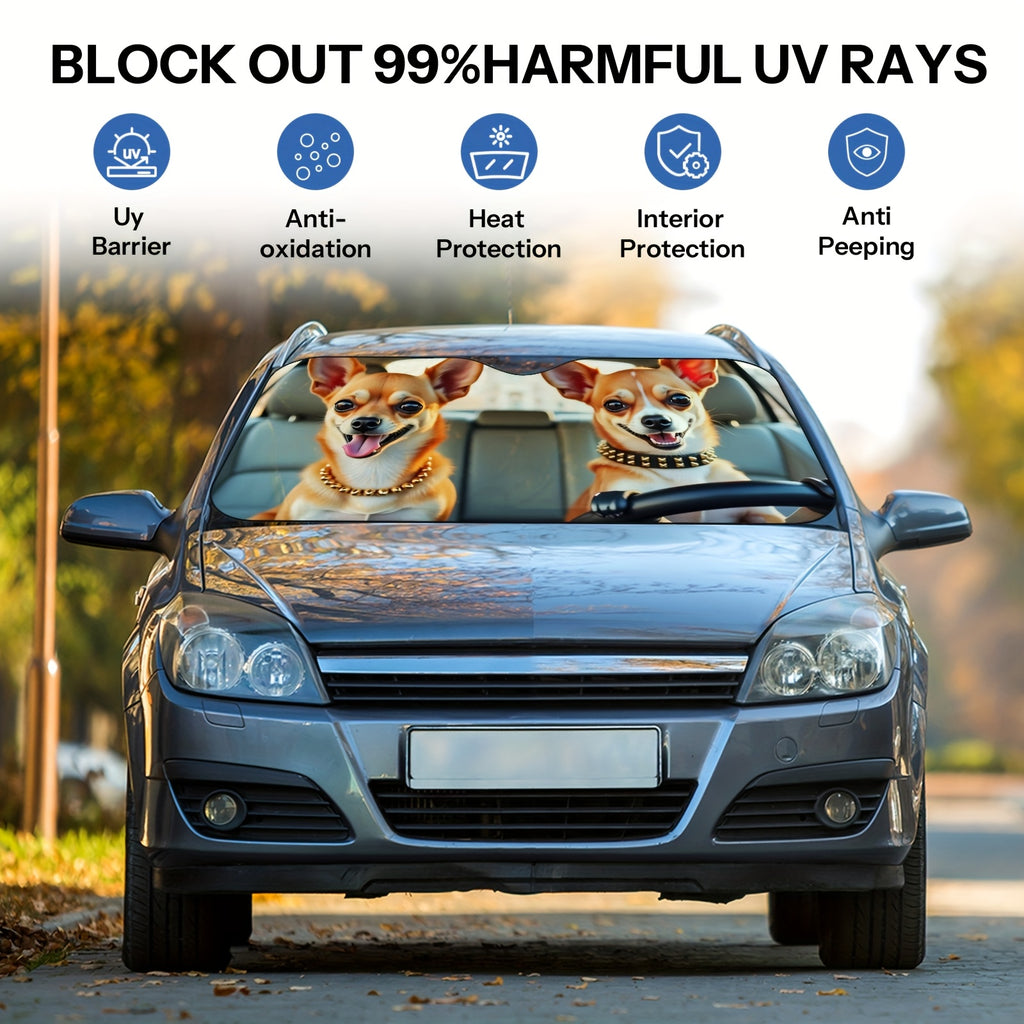 Sun Protection, 1pc Funny Theme Windshield Sunshade for Car, Foldable, Easy to Install, Universal, UV Protection And Heat Dissipation, Automotive-Interior Accessories, A Gift for My Father