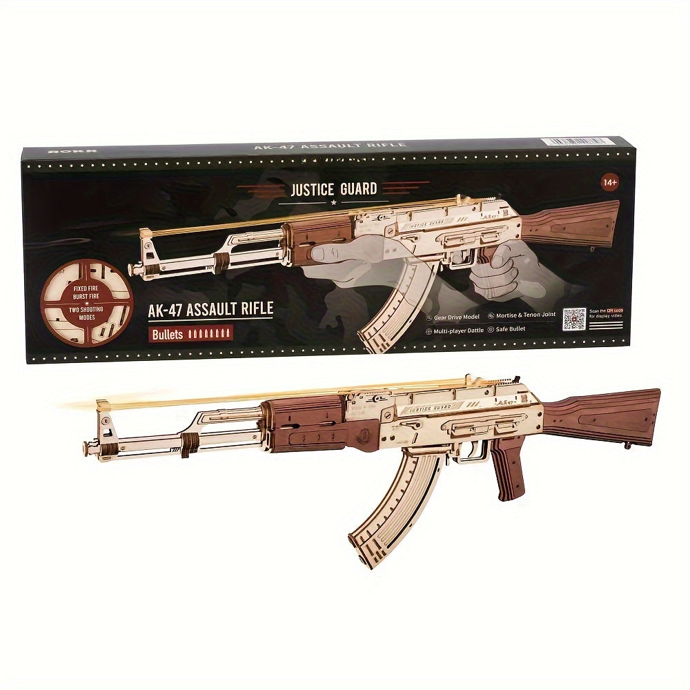 3D Puzzles for Adults, Wooden 3D Puzzle AK47 Model Rubber Band Gun Model Building Kits for Adult, DIY Wood Crafts Cool Toys Gifts Hobbies for Men Women, LQ901 Justice Guard