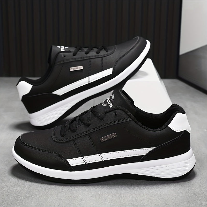 VanWeir Lightweight Men'S Shoes - Navy Blue & White, Stable Lace-Up Sneakers with MD/TPR Sole, Breathable Fabric Lining for Outdoor Sports, Hiking & Casual Wear