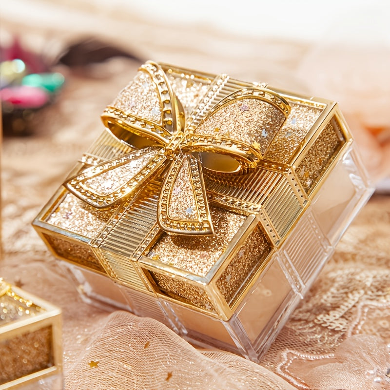 Elegant Bowknot Air Powder - Lightweight, Long-Lasting Oil Control & Waterproof Setting Powder for All Skin Tones, Ivory White & Cool Beige, Matte Finish with Glittery Golden Bow Design