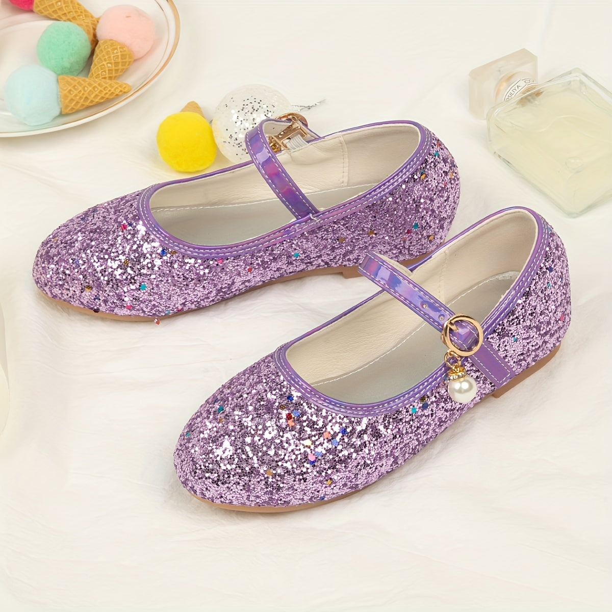 Girls Sequins Rhinestone Mary Jane Flat Shoes School Party Dress Shoes Princess Shoes For Toddler Kids Children