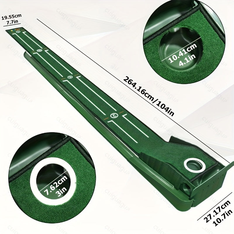 [Golf Putting Mat] HUAEN 8ft Golf Putting Mat with Alignment Guides -