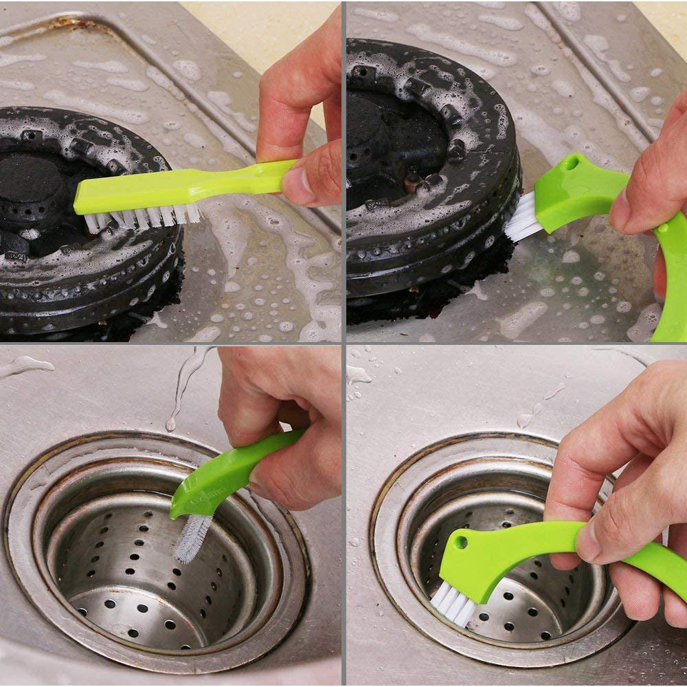 4pcs Grout Cleaning Brush Set with Handle - Durable Nylon & Food-Grade PP, R