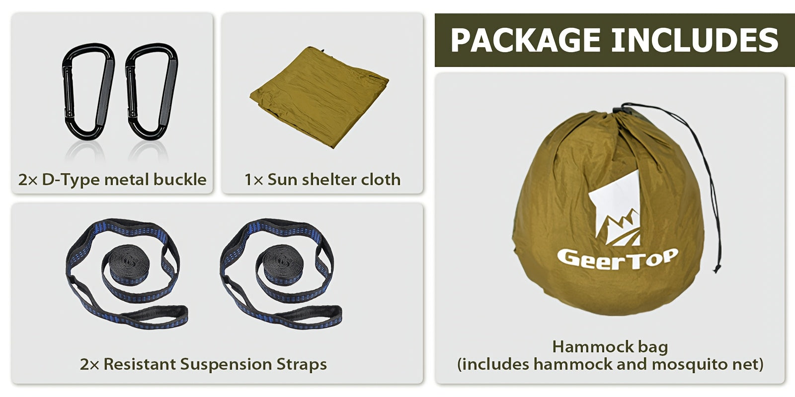 [3-in-1 Hammock] GEERTOP 3-in-1 Outdoor Hammock | Double Sleep Rest Camping Hammock with Mosquito Net Sun Shelter for Backpacking Travel Garden Park