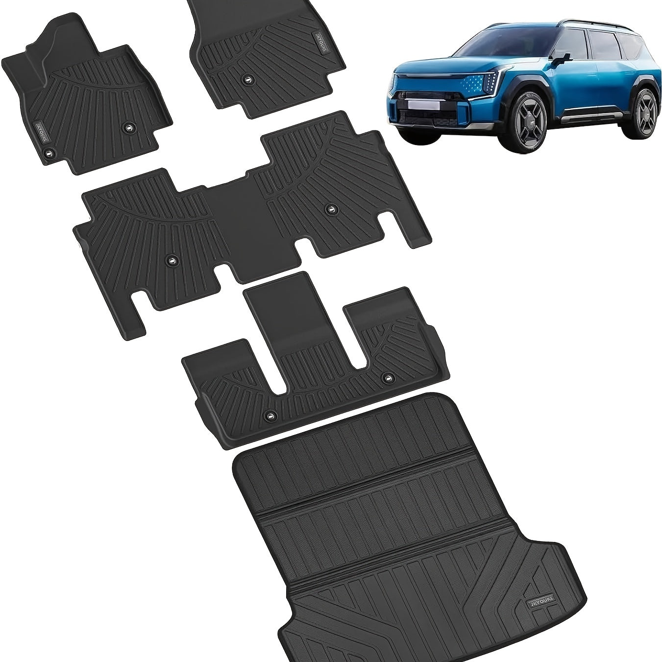 Floor Mats & Big Cargo Liners Compatible for KIA EV9 2024.