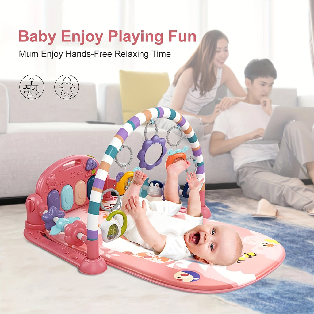 Baby Play Mat Baby Gym, Funny Play Piano Tummy Time Baby Activity Mat With 5 Infant Sensory Baby Toys & 2 Guitar Rattles, Boy & Girl Gifts For Newborn Baby 0 To 3 6 9 12 Months