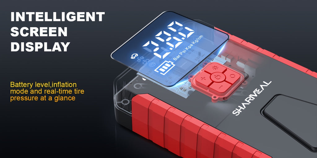 SHARMEAL 4500A Peak Automotive Jump Starter & 150PSI Tire Inflator, Air Compressor Car Jump Starter,