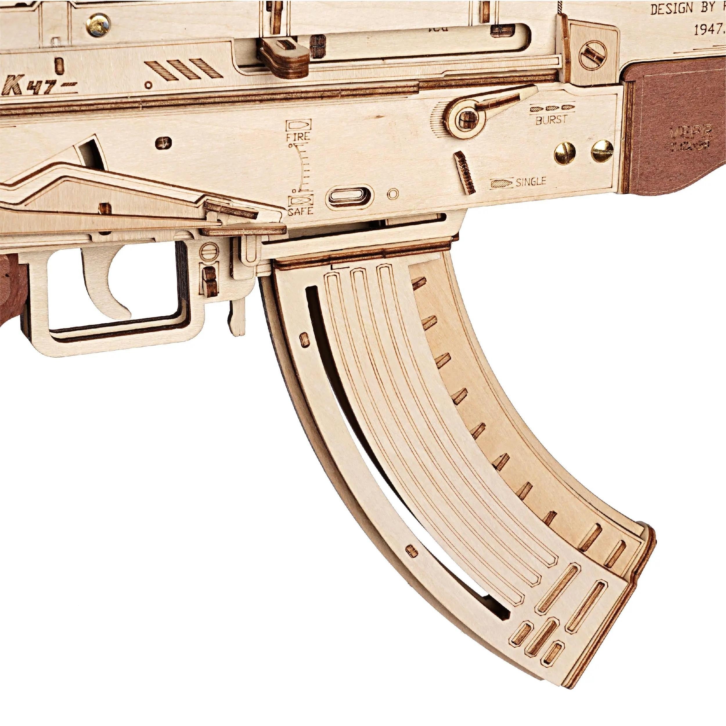 3D Puzzles for Adults, Wooden 3D Puzzle AK47 Model Rubber Band Gun Model Building Kits for Adult, DIY Wood Crafts Cool Toys Gifts Hobbies for Men Women, LQ901 Justice Guard