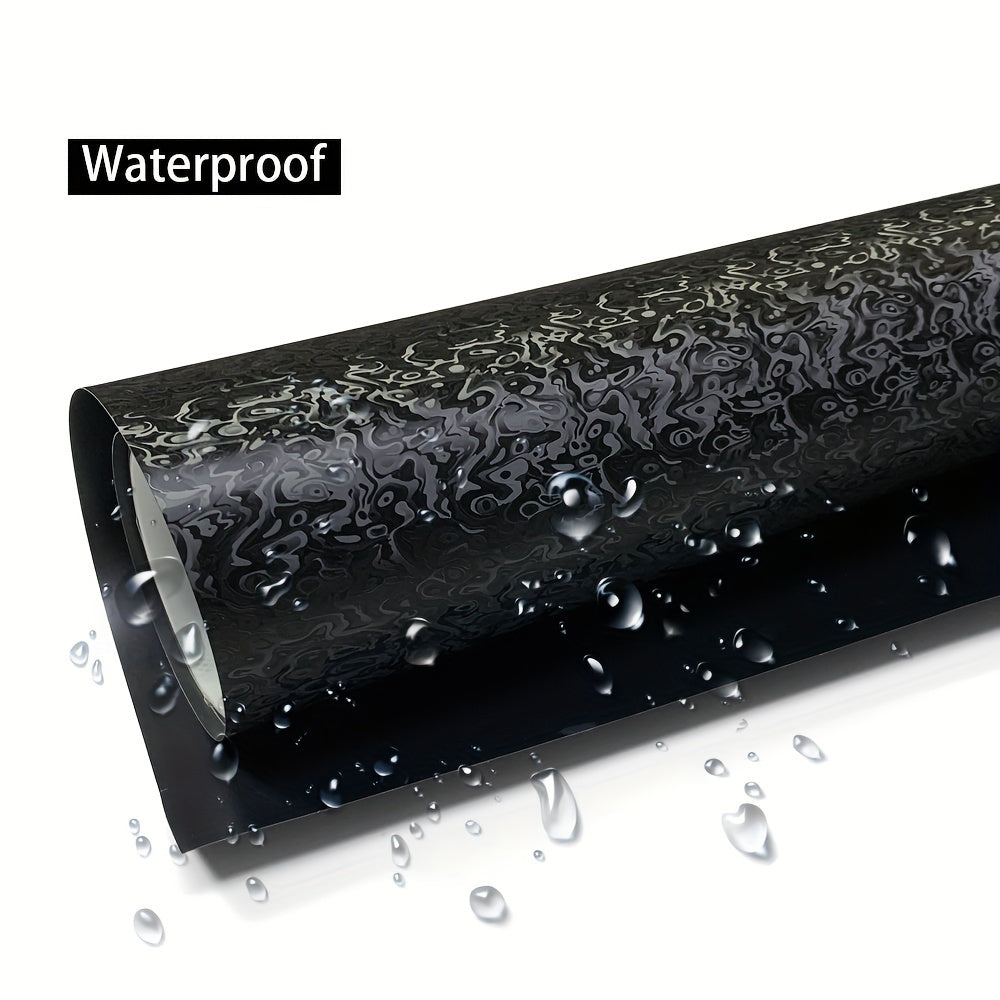 50x150cm Black Ghost Pattern PET Vinyl Wrap Roll - Premium Self-Adhesive,