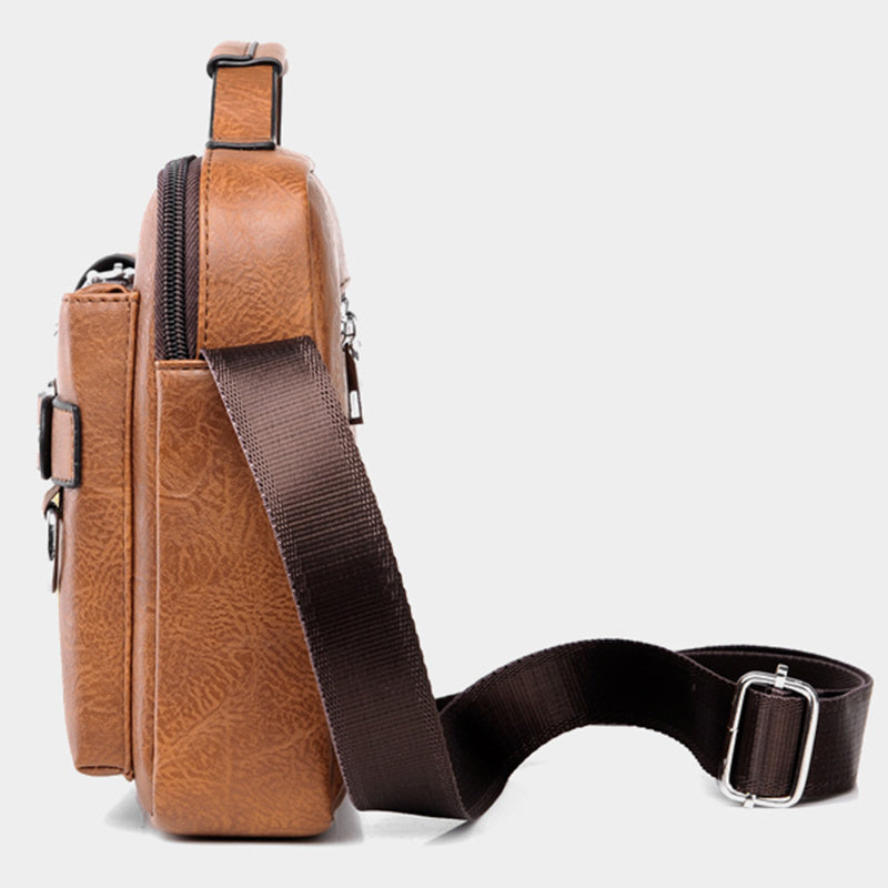 WEIXIER Men's Business Crossbody Bag with Adjustable Strap, Golden-Tone Hardware
