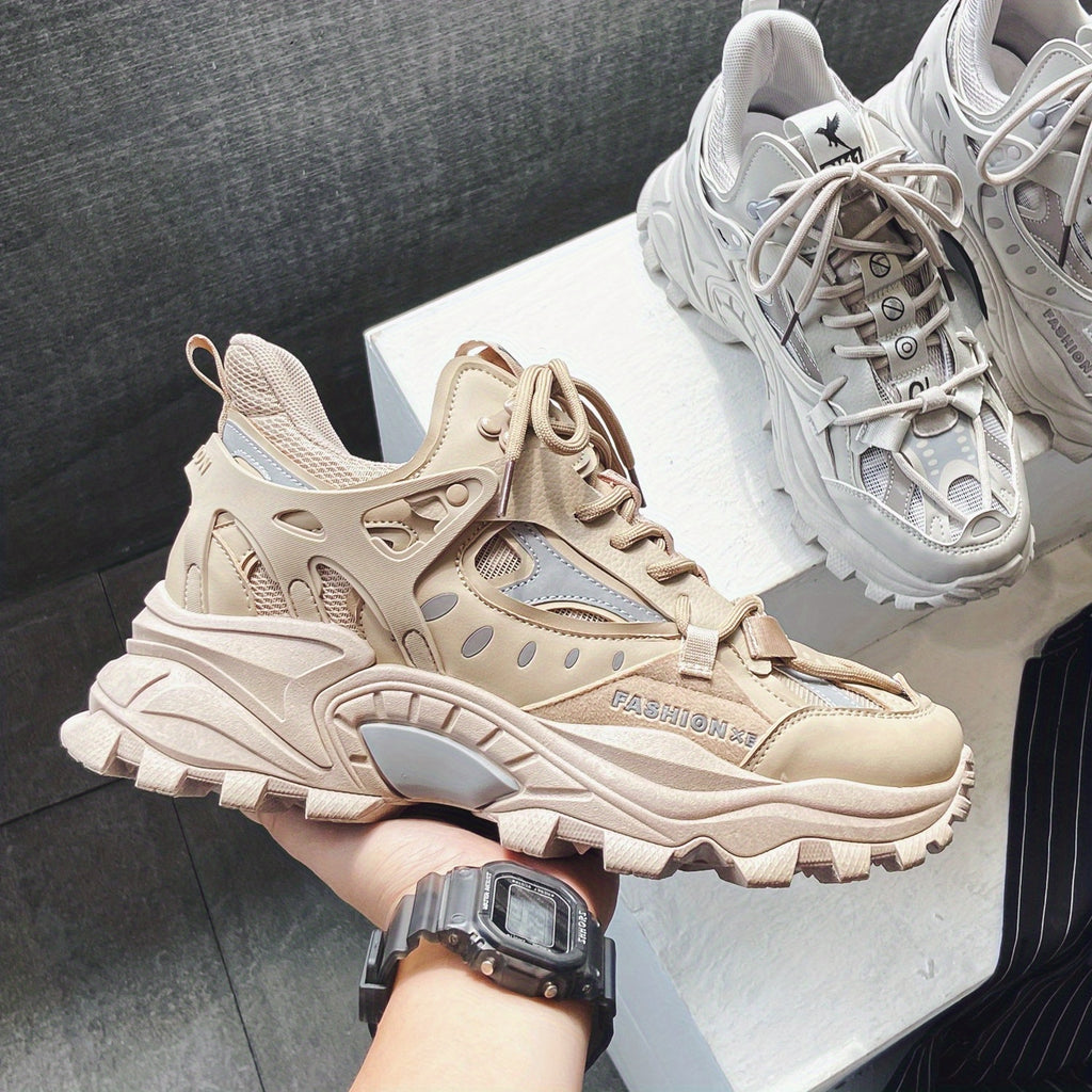 [1 Pair Men'S Cloud Pattern Sneakers] Round Toe Lace-Up  Athletic Sneakers, Sports , Breathable Fabric