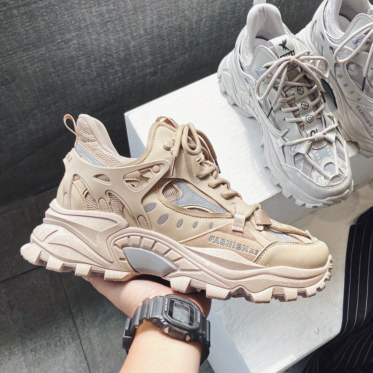 [1 Pair Men'S Cloud Pattern Sneakers] Round Toe Lace-Up  Athletic Sneakers, Sports , Breathable Fabric