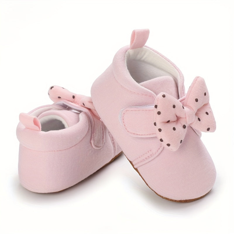 Baby Girls Lightweight Sports Shoes With Bowknot, Comfortable Non Slip Crib Shoes For Toddler Newborn Infant, Spring