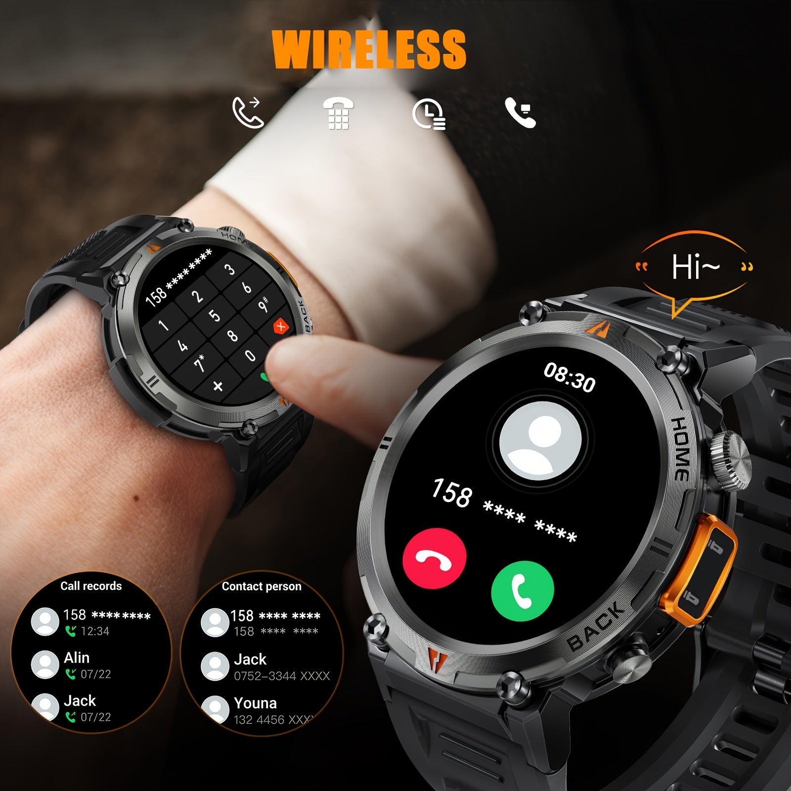 EIGIIS Men'S Outdoor Sports Watch with IPX8 (3ATM) Flashlight,