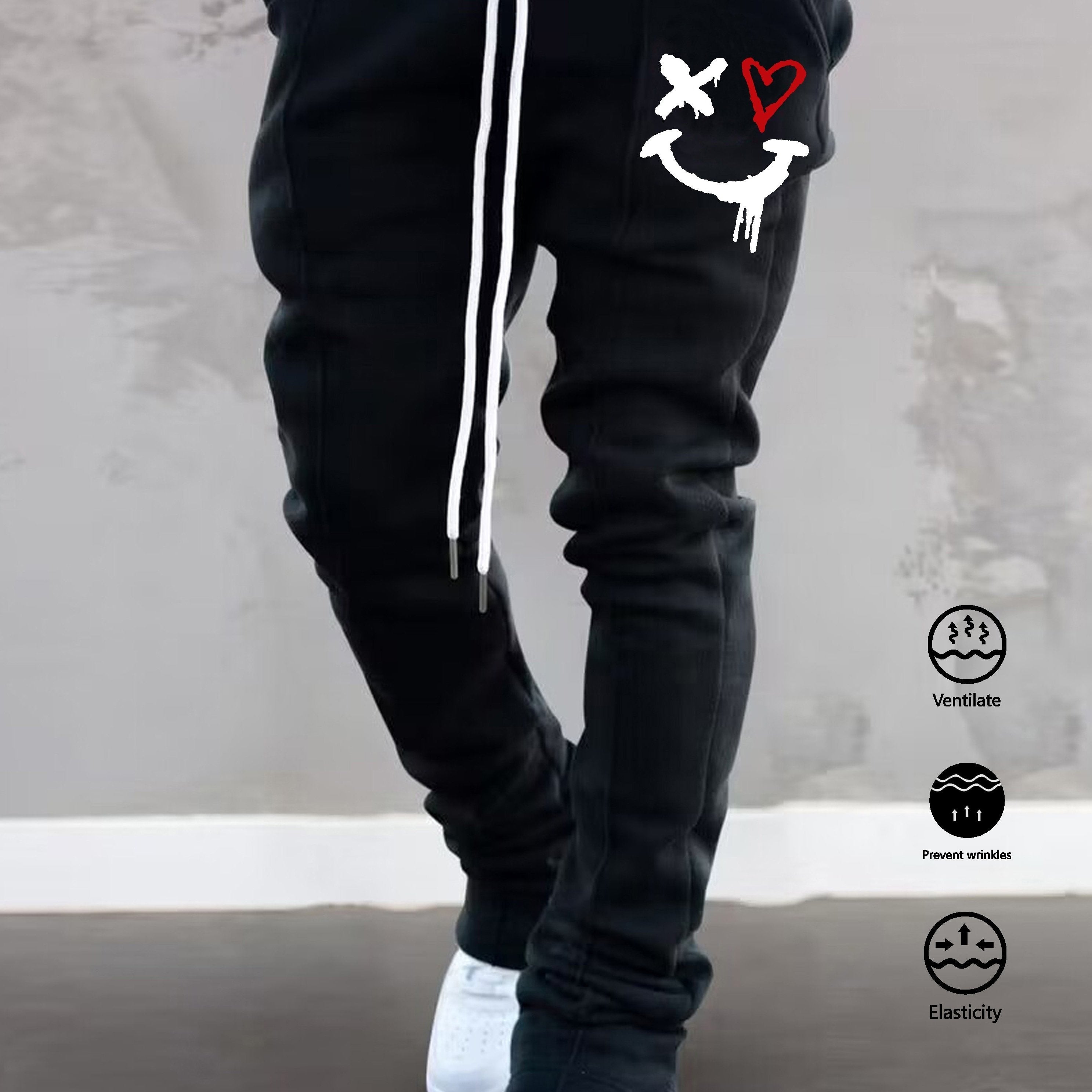 The Hottest Anti-Wrinkle Micro-Elastic Comfortable And Breathable Men'S Casual Trousers Front Mid-Flare Men'S Trousers Jogging Sports Trousers Trendy Trousers Rock Hip-Hop Trousers