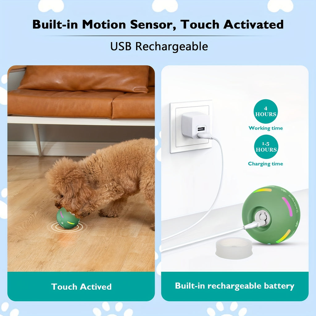 3rd Generation Interactive Dog Balls, BARHOMO Automatic Moving Tennis Ball Toys with Strap for Puppy/Small/Medium/Large Dogs, Improved Rolling Effect