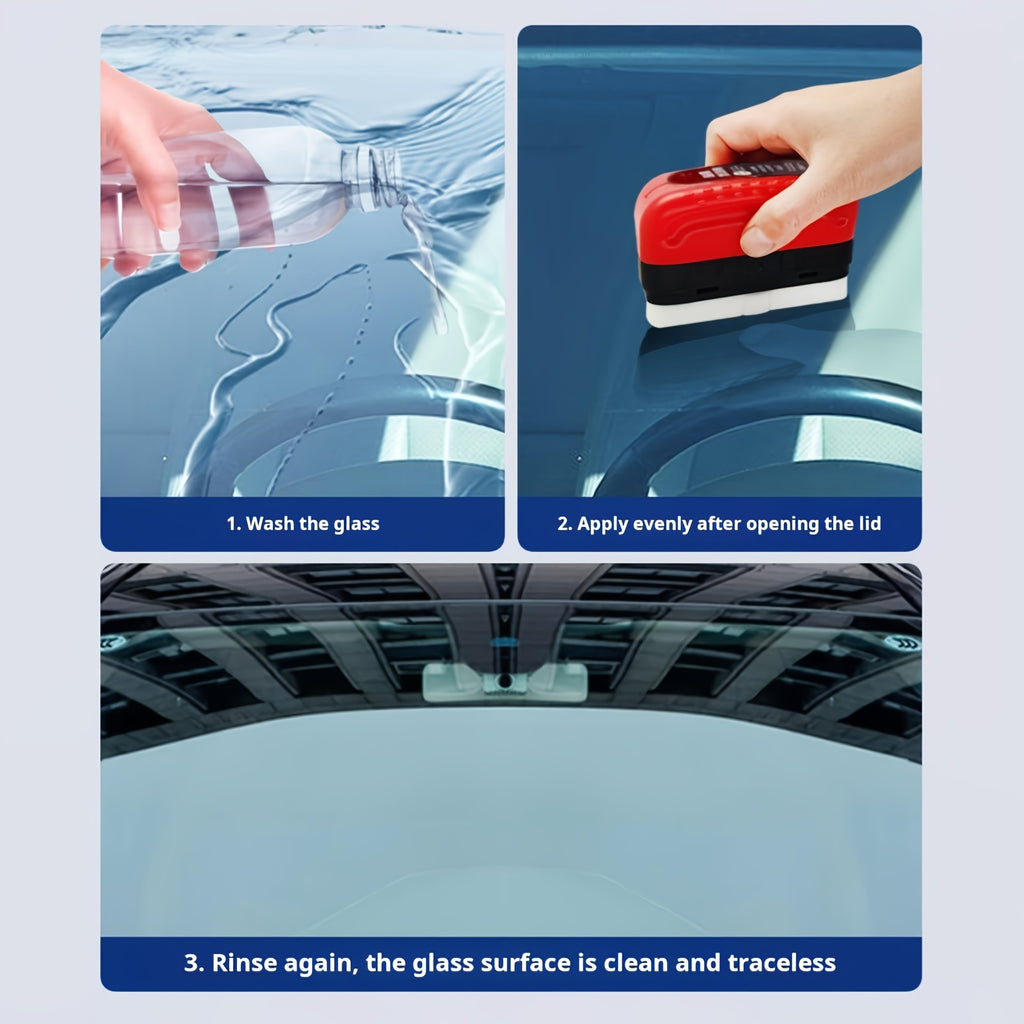 Strong Cleaning Automotive Glass Oil Film Cleaner 2pcs - Long-lasting Protection, Rain And Fog Proof - Suitable For Front Windshield And Side Windows
