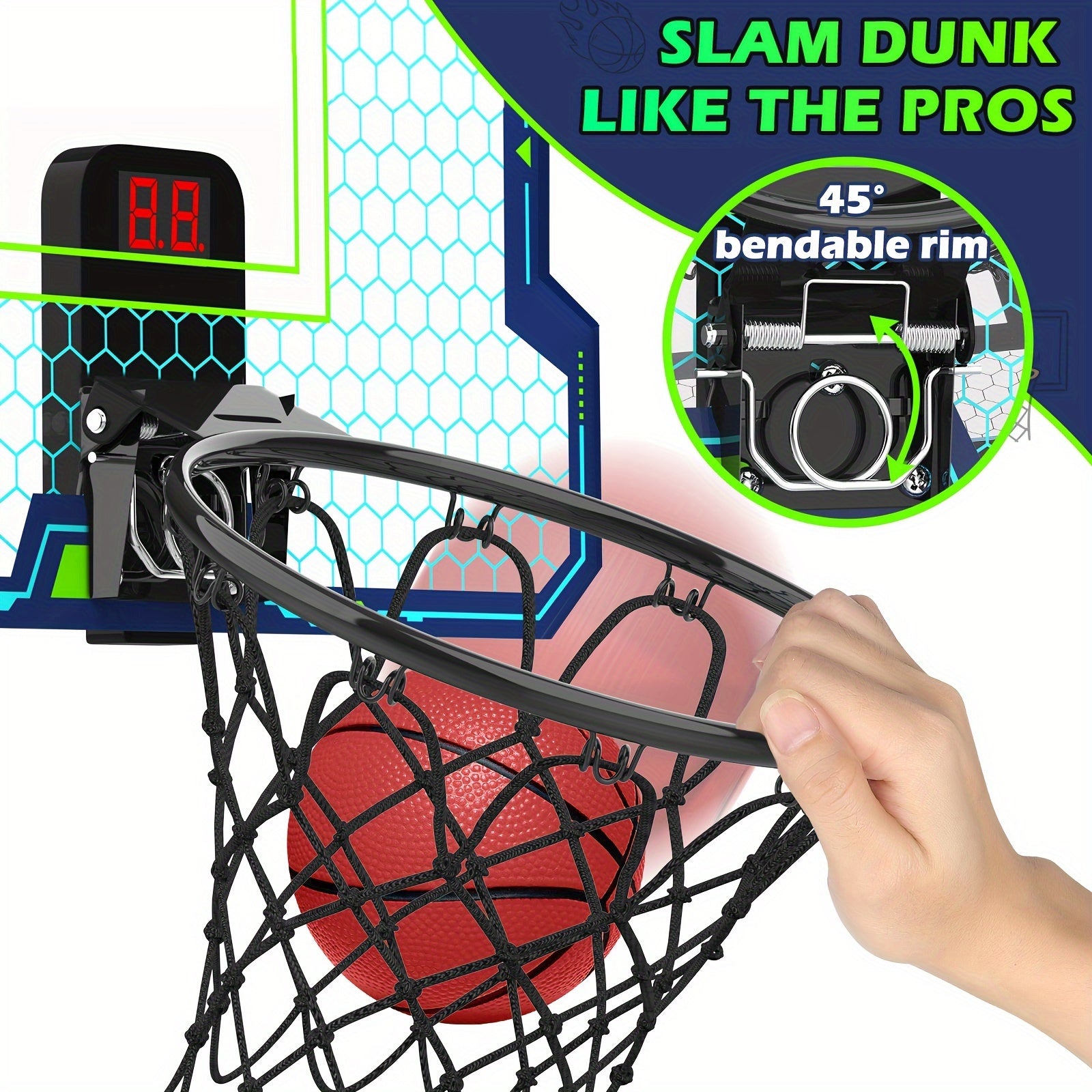 Mini Basketball Hoop Indoor Kids Over The Door Basketball Hoop Electronic Scoreboard Door Basketball Hoop 4 Balls Basketball Toys Gift for 3 4 5 6 7 8 9 10 11 12 Years Old Toddlers Boys Girls
