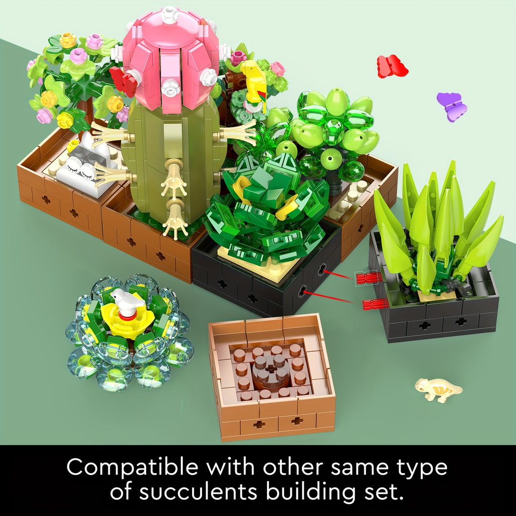 Flower Botanical Bonsai Building Set, Succulent Building Toys - 9 Pack, for Home Decor, Valentine's Day, Mother's Day, Christmas for Adults and Kids - 913pcs