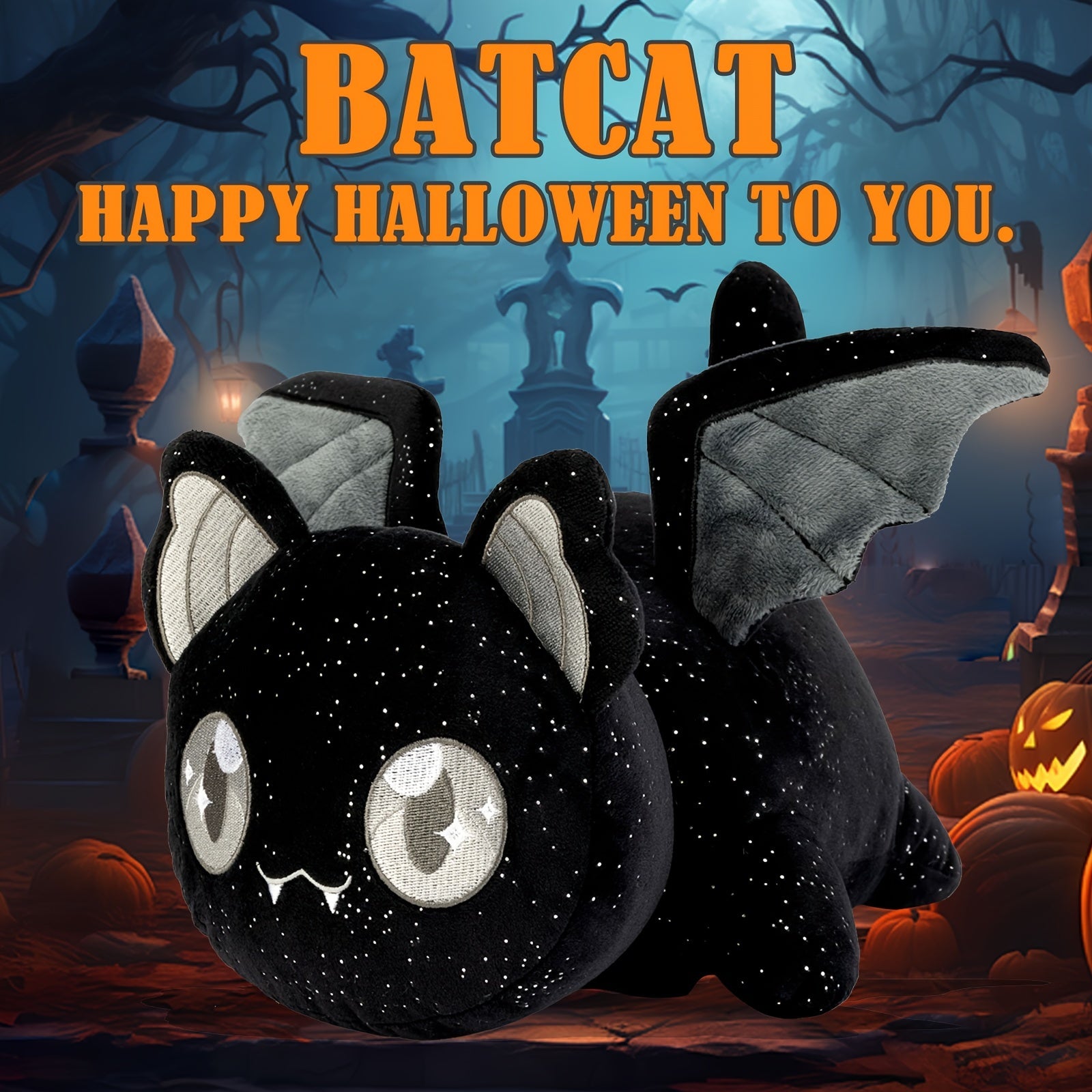 Mee-Meows Collection: Festive Cat Plush Toys - Bat, Spider, Mummy, Purple Sugar Skull, Zombie, and More - Great Gift for Kids & Fans - Ages 0-3