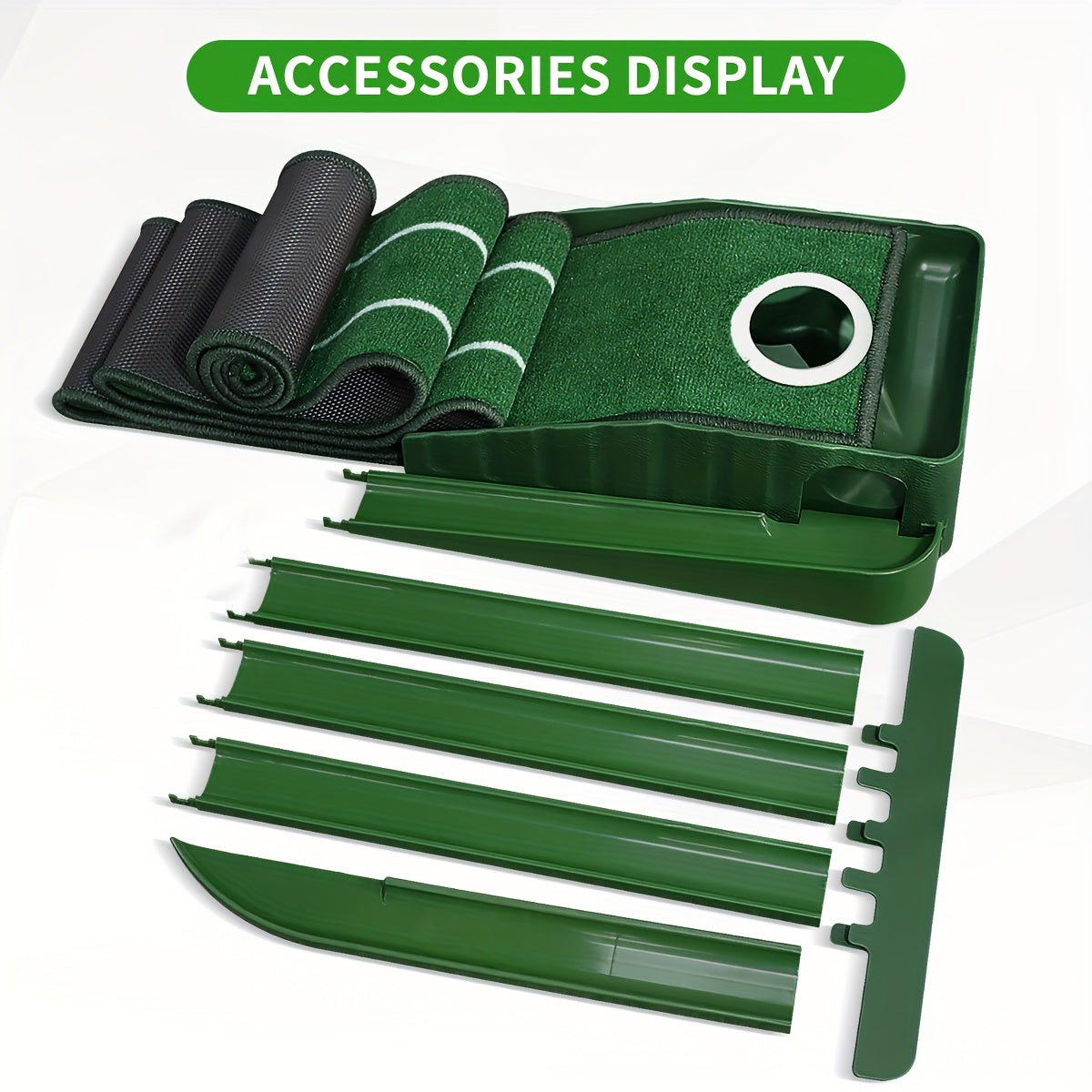 [Golf Putting Mat] HUAEN 8ft Golf Putting Mat with Alignment Guides -