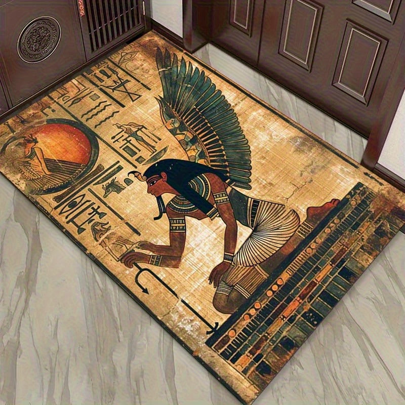 Ancient Egyptian Magic Print Area Mat - Non-Slip Polyester Mat for Living Room & Bedroom, 3D High-Density 800g/square meter, Machine Washable, Rectangular Shape, Ideal for Holidays & Home Decor, Holiday Home Decor | Egyptian