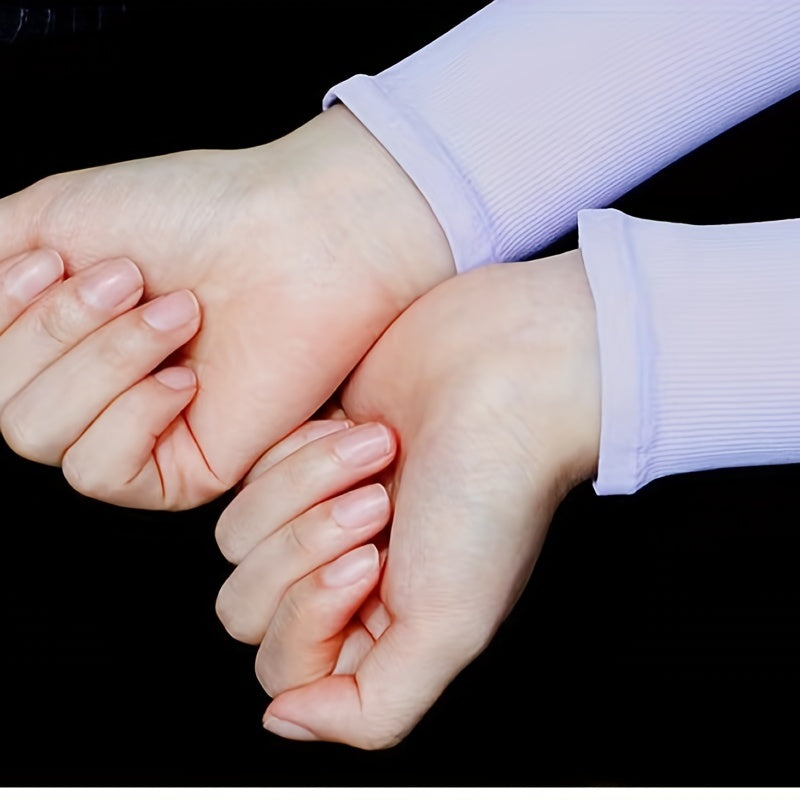 1pair Unisex Ice Silk Arm Sleeves For Summer, Outdoor Sports Sunscreen UV Protection Thin Long Gloves