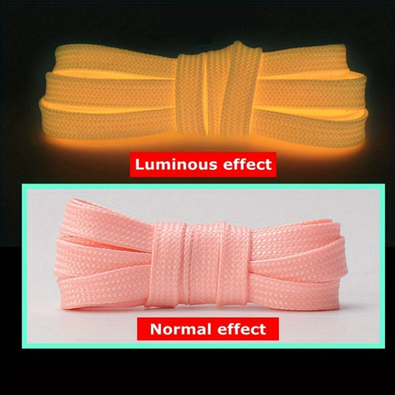 1 Pair Radiant Glow-in-the-Dark Flat Luminous Shoelaces -  Laces for Men and Women Couples Matching Accessory