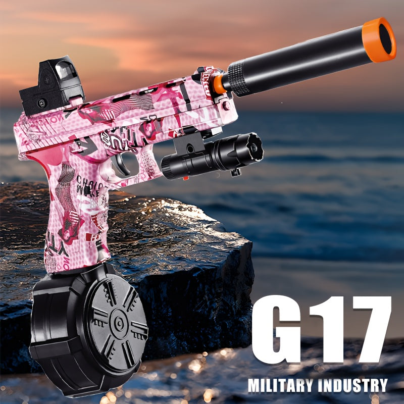 G17 Electric Gel Jet Ball Toy Gun 7.4v High-Speed Continuous Firing Upgrade Highly Assembled Toys, Manual/Auto Dual Mode, Outdoor Fun Team Shooting Activity Game, Christmas Gift, Bullets Not Included