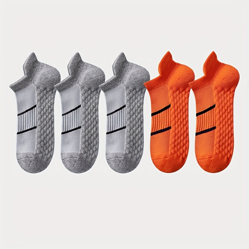 5 Pairs of Thin Mesh Men's Professional Sports Socks, Breathable Sweat-absorbing Anti-odor with Ear Lifting Heel Guard