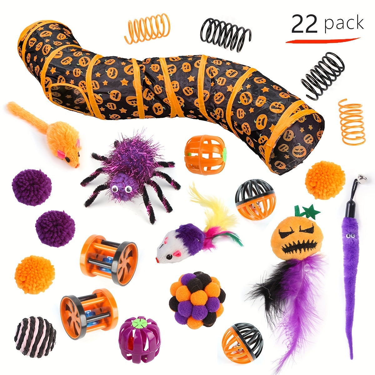 11/13/14/16/17/22Pack Cat Toy Channel Combination Set, Foldable S-Shaped Cat Tunnel