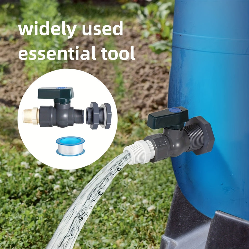 2pcs/ Set, PVC Water Barrel Spigot Kit, Connector Drain Adapter With Inner Connection For Garden, Rain Barre, Garden Tool Supplies