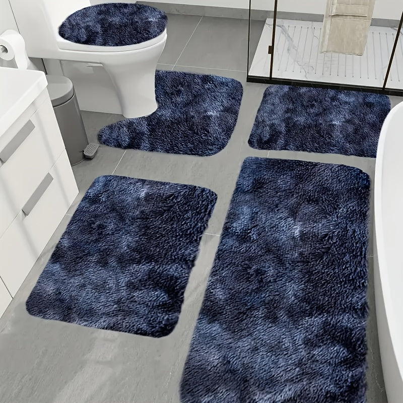 A Set of 5 Tie-Dye Bathroom Mats, Featuring 5 Universal Soft Long-Haired Rugs That Are Absorbent, Non-Slip, Thick, Machine Washable, And Quick-Drying, Making Them Perfect for Bathroom Decor, Bathtubs, Toilet Floors, And Showe