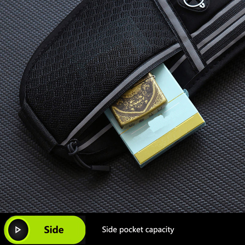 Luan Miao Sports Waist Pack - Black & White, Waterproof Polyester, Adjustable Strap