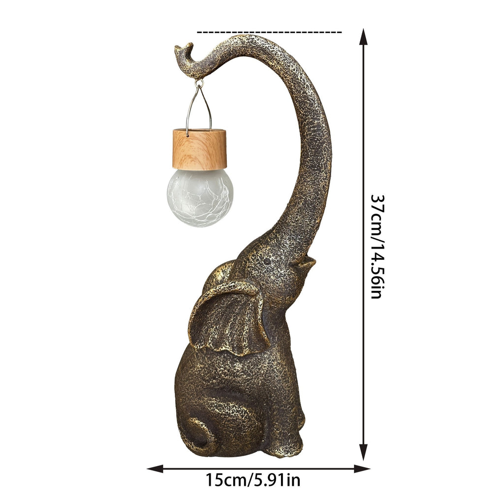 XXOASIS Solar-Powered Copper Elephant Statue Light - Perfect for Garden, Lawn, Balcony, Porch & Pond Decor | Rechargeable, Switch-Controlled Outdoor Illumination | Unique Gift Idea