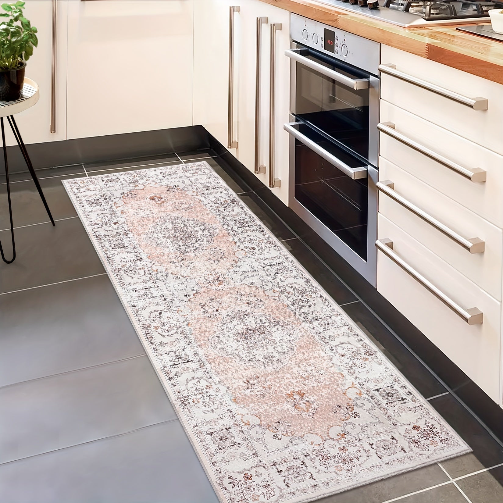 1 PC Washable Area Rugs For Living Room Non Slip Kitchen Floor Rug Hallway Runner Rug Oriental Distressed Carpet Boho Carpet Non Shedding Farmhouse Rug Low Pile Stain Resistant Rug For Classroom Playroom Dining Room Office, P